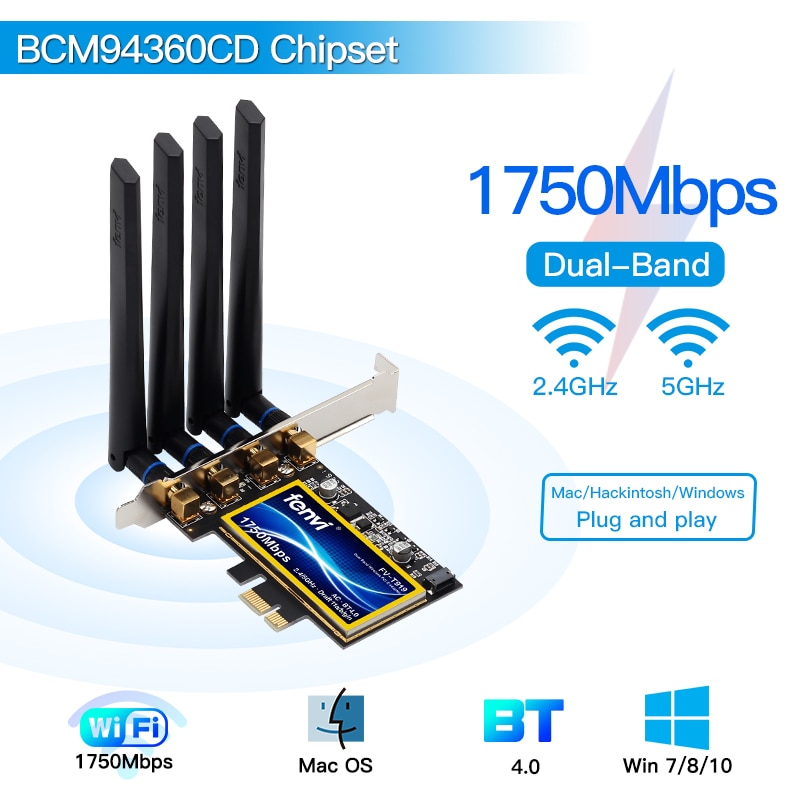 1750Mbps    2.4G/5G 802.11AC bcm94360 ..
